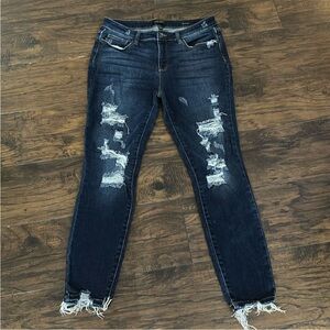 Judy Blue Dark Wash Distressed Skinny Fit Jeans